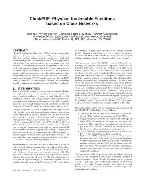 ClockPUF: Physical Unclonable Functions based on clock networks.